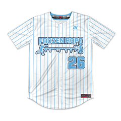 Frozen Rope Full Button Pinstripe Jersey (White)