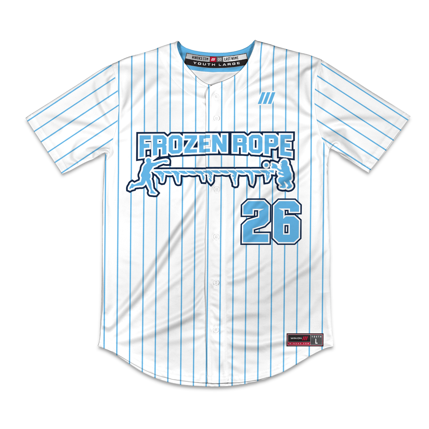 Frozen Rope Full Button Pinstripe Jersey (White)