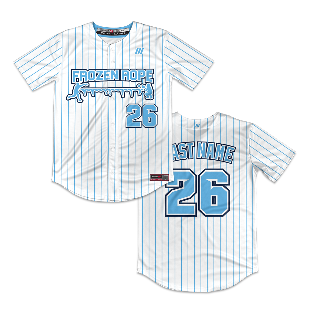 Frozen Rope Full Button Pinstripe Jersey (White)