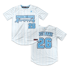 Frozen Rope Full Button Pinstripe Jersey (White)