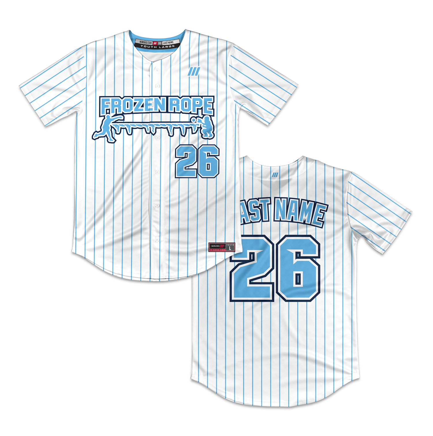 Frozen Rope Full Button Pinstripe Jersey (White)