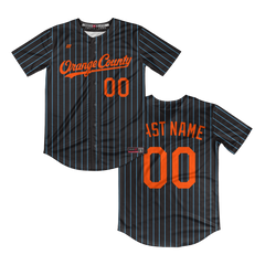 O's Full Button Jersey (Black Pinstripes)