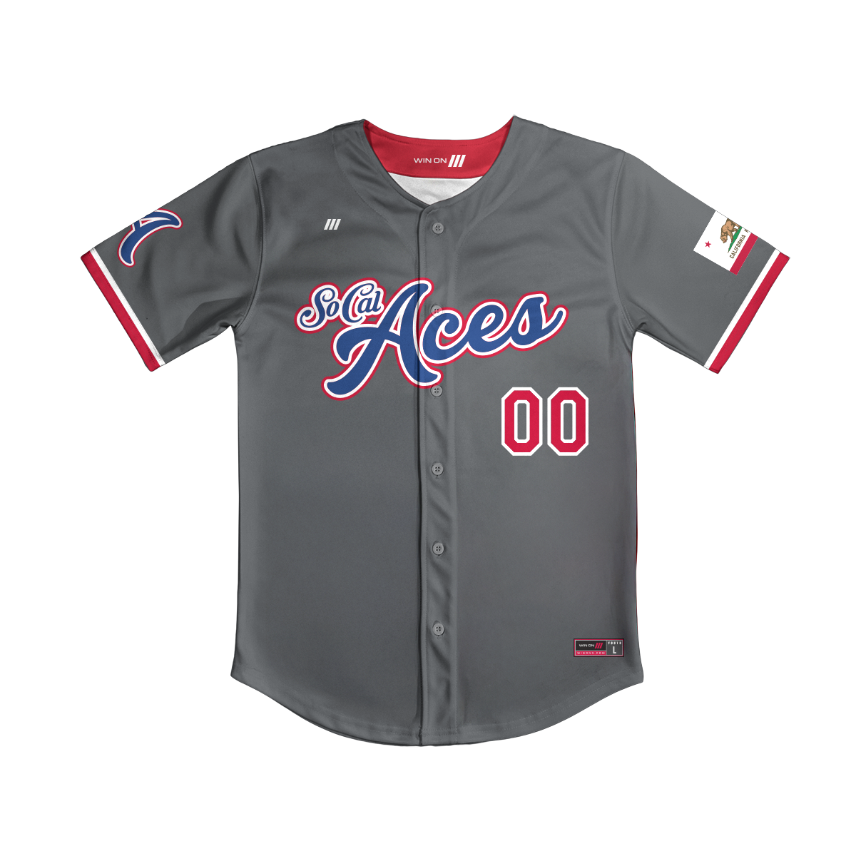 SoCal Aces Full Button Jersey (Graphite)