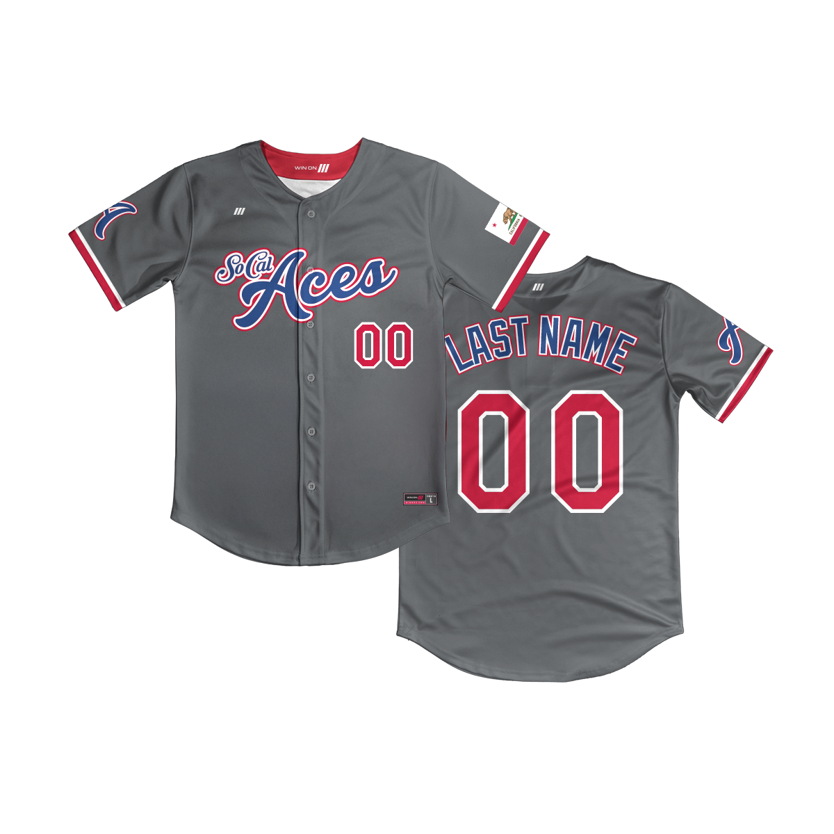 SoCal Aces Full Button Jersey (Graphite)