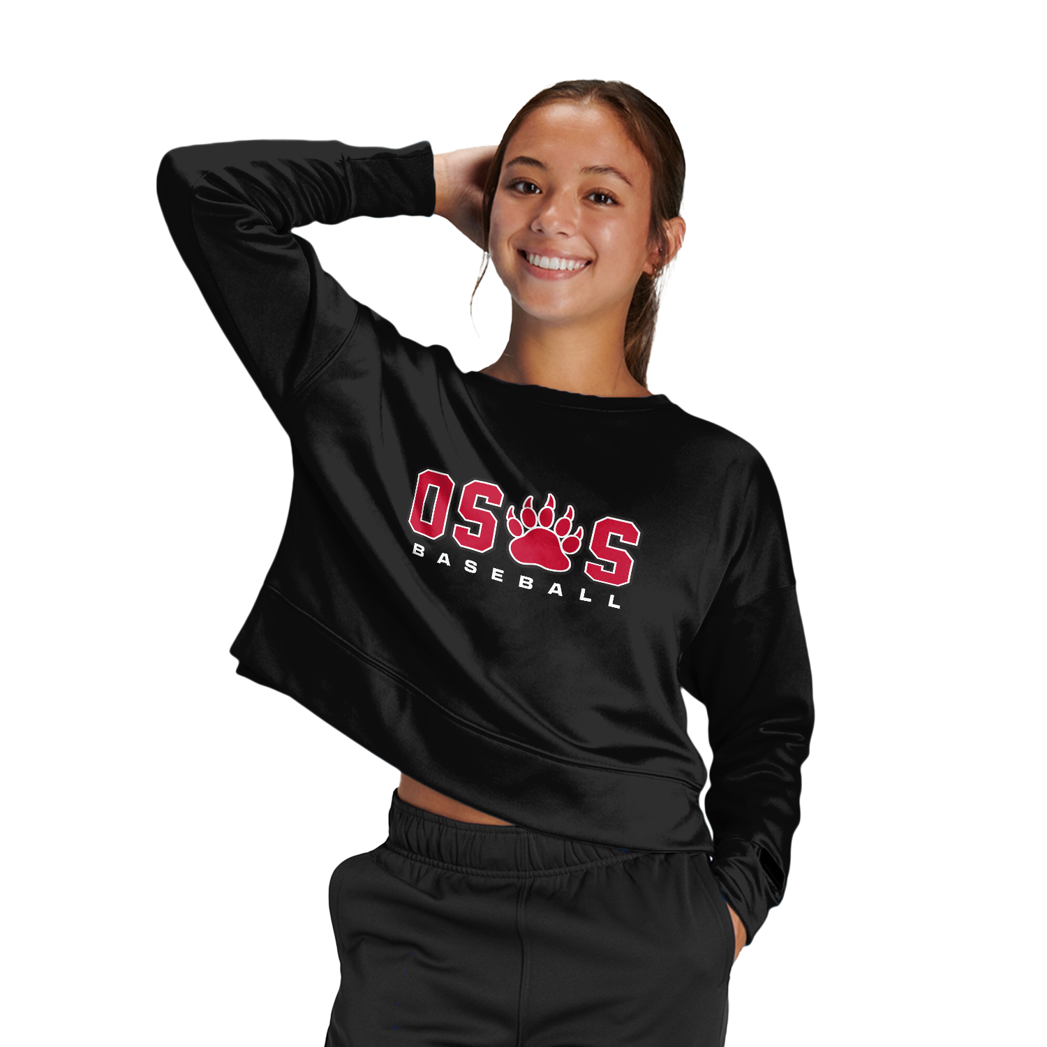 OSOS Baseball Women's Fleece Crop Crew