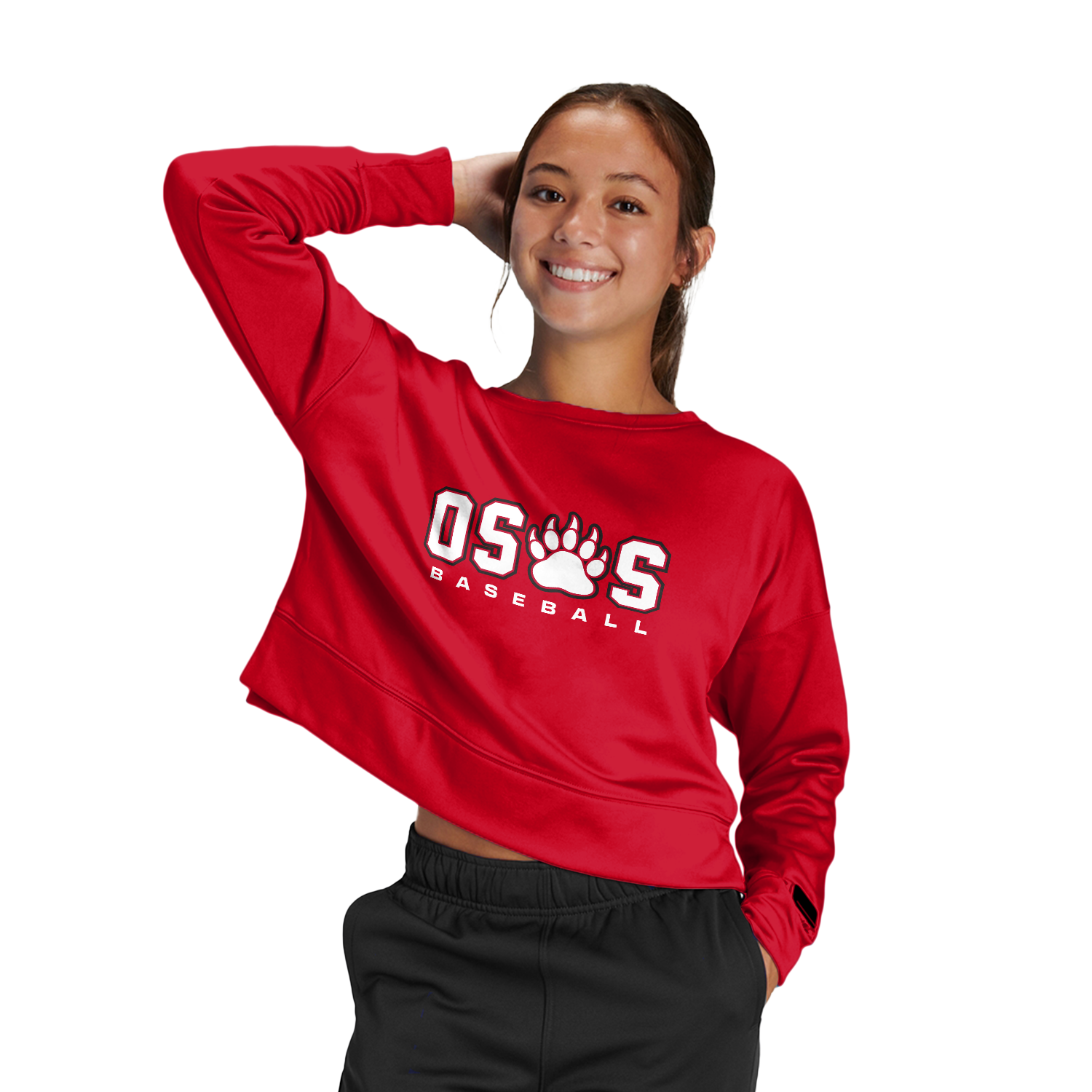 OSOS Baseball Women's Fleece Crop Crew