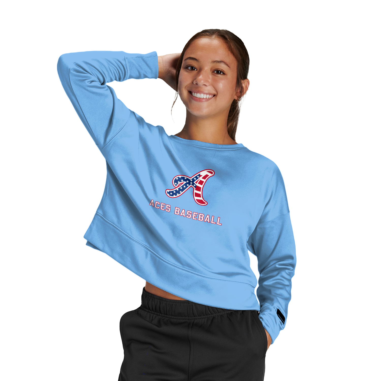 Aces Baseball Women's Fleece Crop Crew