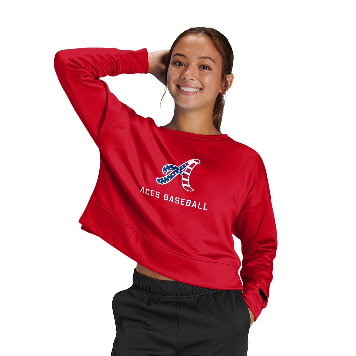 Aces Baseball Women's Fleece Crop Crew
