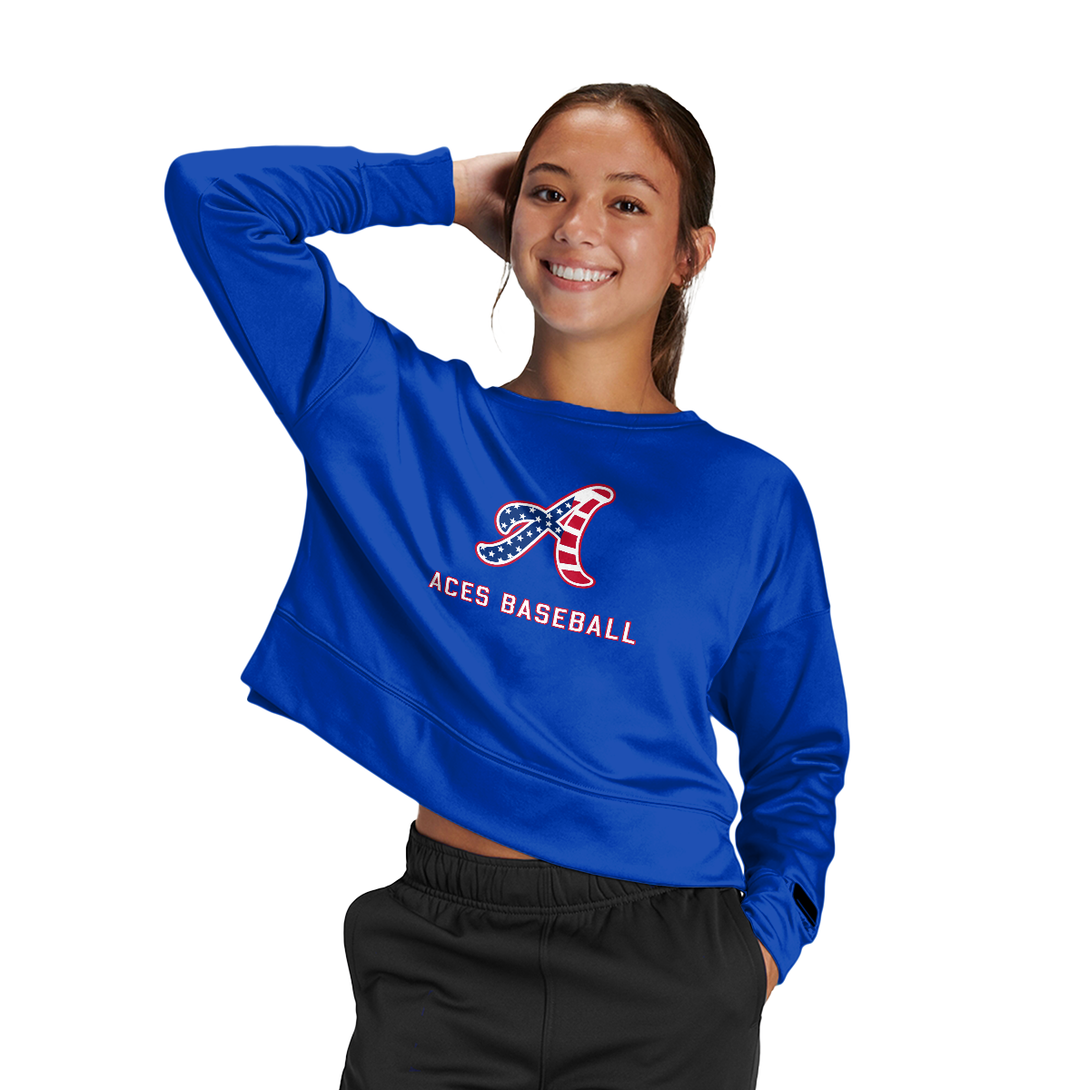 Aces Baseball Women's Fleece Crop Crew