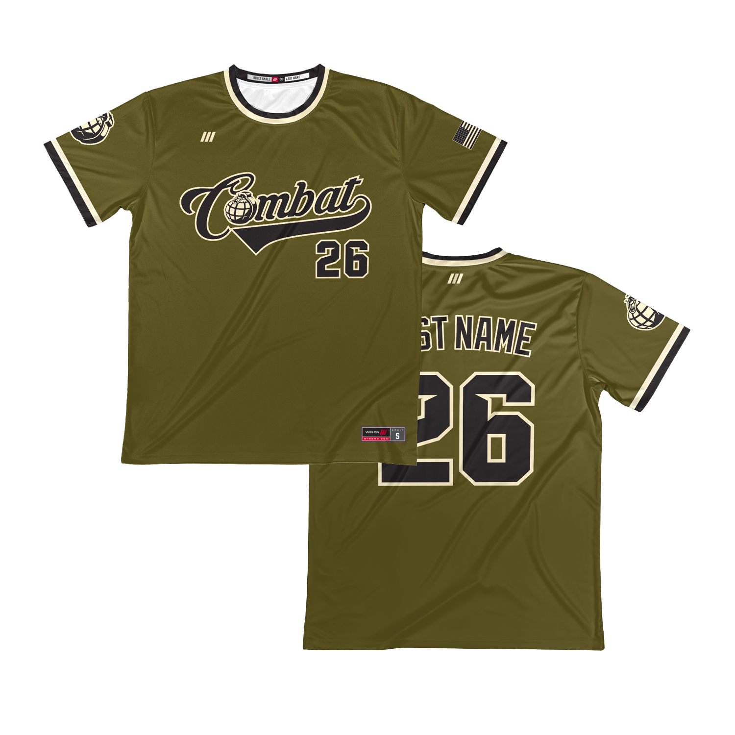 Combat Crew Neck Pullover Jersey (Army Green Pinstripes)
