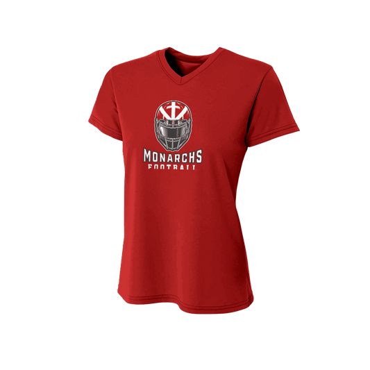 Monarchs Football (Helmet) Women's V-Neck Poly Tee