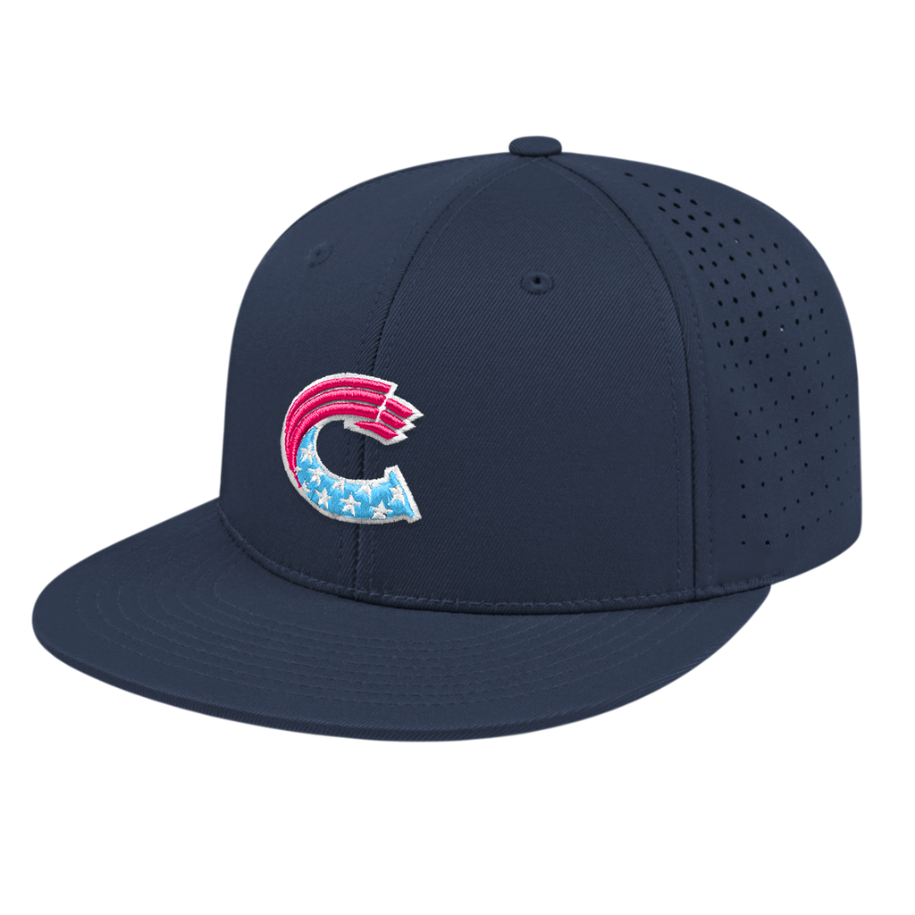 Crush Hat (Navy with Pink/Light Blue Embroidery)