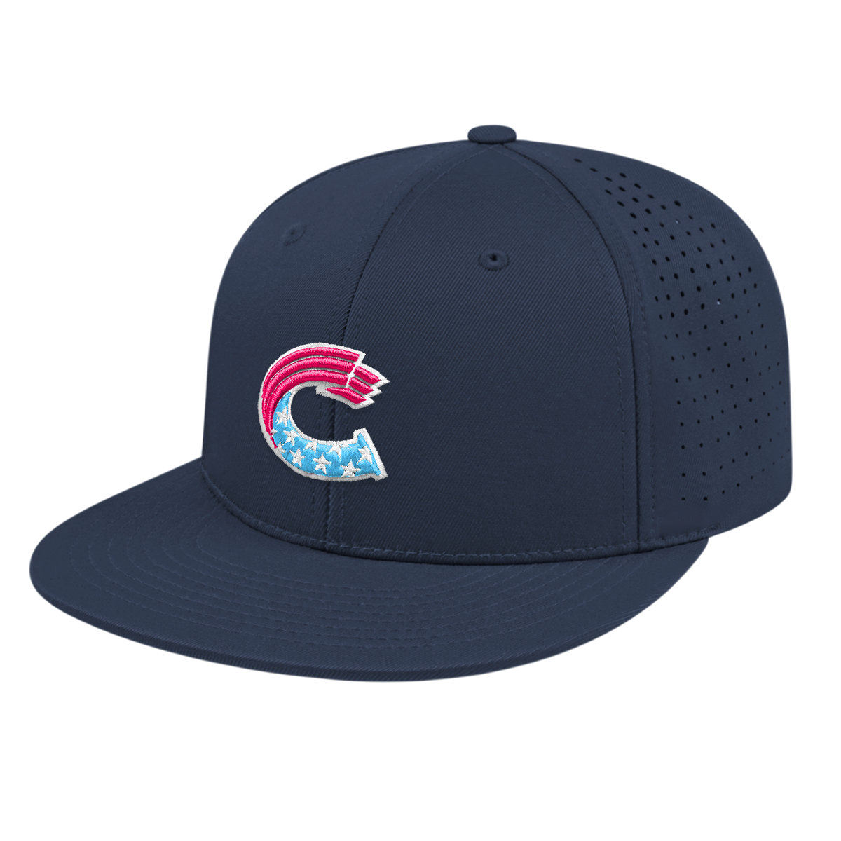 Crush Hat (Navy with Pink/Light Blue Embroidery)